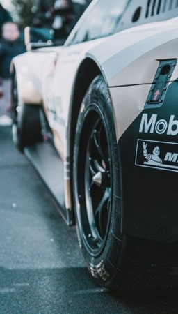 Race car on a starting grid at a motor race